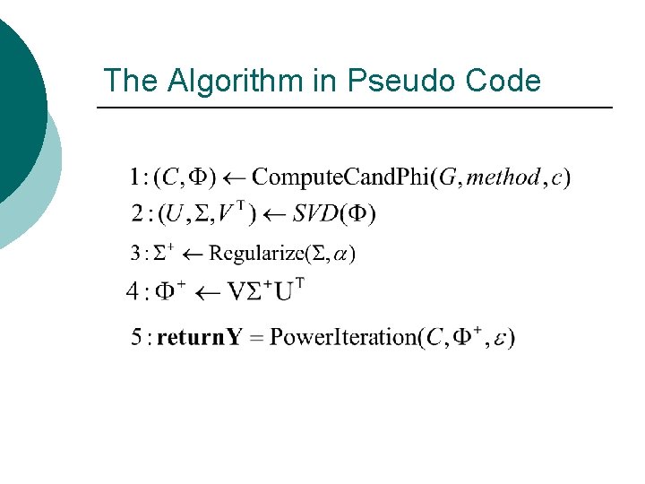 The Algorithm in Pseudo Code 