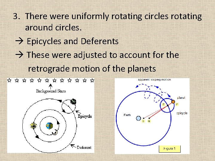 3. There were uniformly rotating circles rotating around circles. Epicycles and Deferents These were