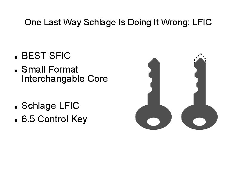 One Last Way Schlage Is Doing It Wrong: LFIC BEST SFIC Small Format Interchangable