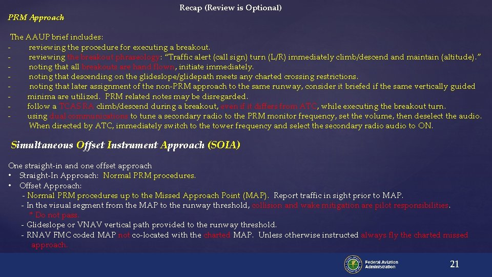 PRM Approach Recap (Review is Optional) The AAUP brief includes: reviewing the procedure for