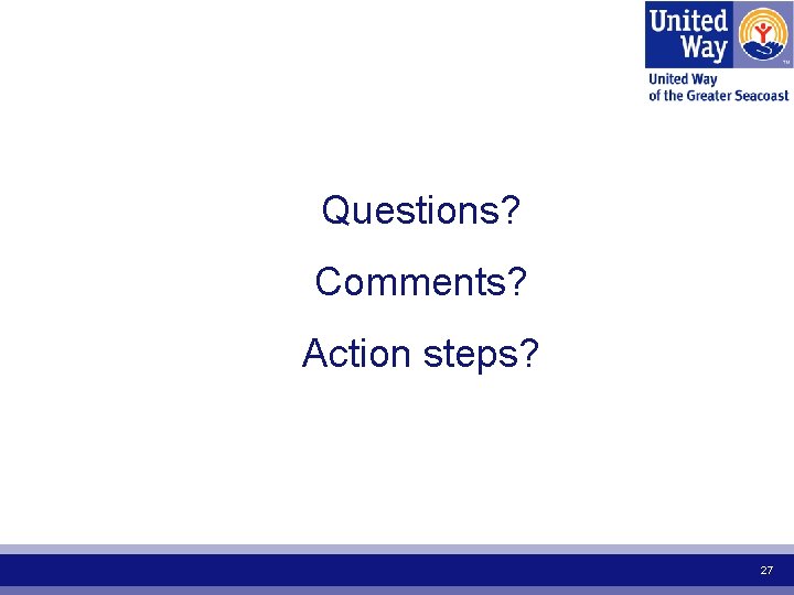 Questions? Comments? Action steps? 27 