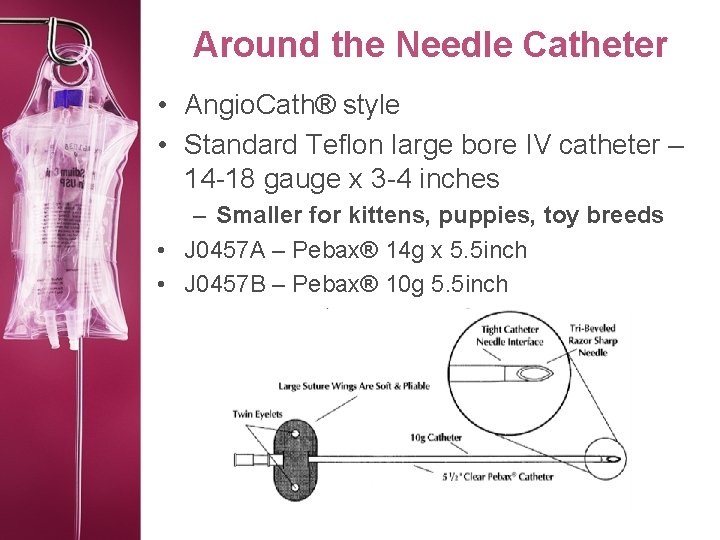 Around the Needle Catheter • Angio. Cath® style • Standard Teflon large bore IV