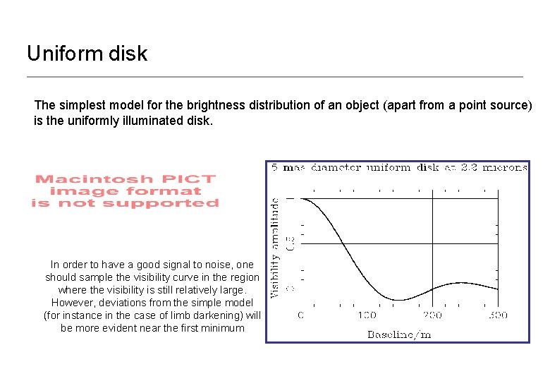 Uniform disk The simplest model for the brightness distribution of an object (apart from