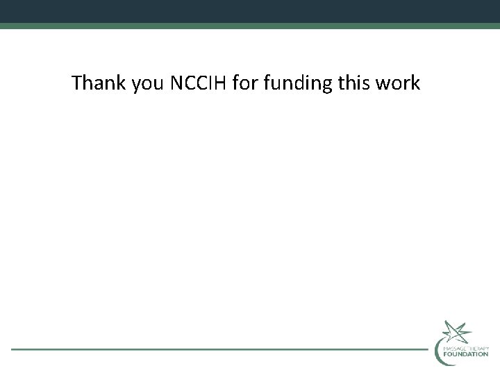 Thank you NCCIH for funding this work 