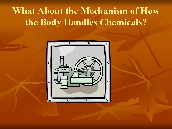 What About the Mechanism of How the Body Handles Chemicals? 