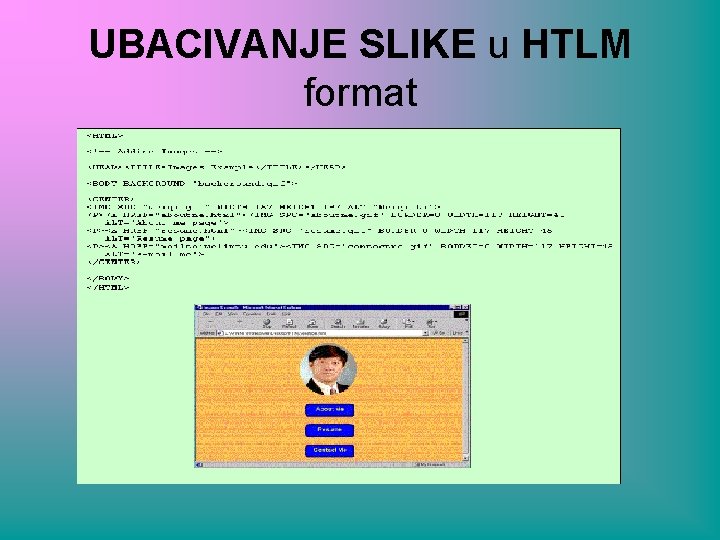 UBACIVANJE SLIKE u HTLM format 