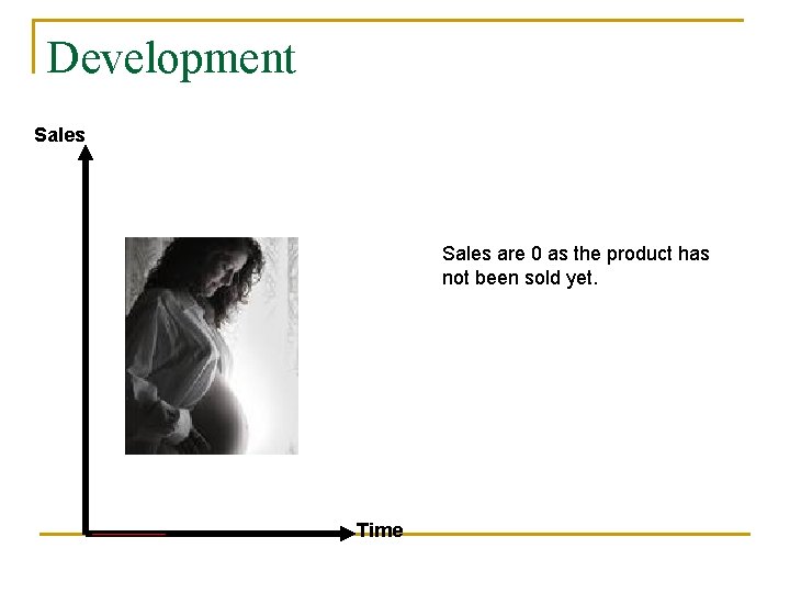 Development Sales are 0 as the product has not been sold yet. Time 