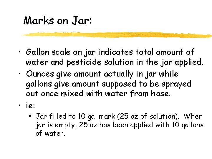 Marks on Jar: • Gallon scale on jar indicates total amount of water and