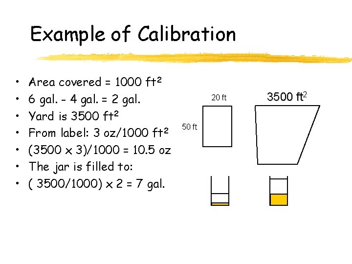 Example of Calibration • • Area covered = 1000 ft 2 6 gal. -