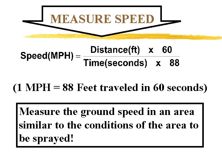 MEASURE SPEED (1 MPH = 88 Feet traveled in 60 seconds) Measure the ground