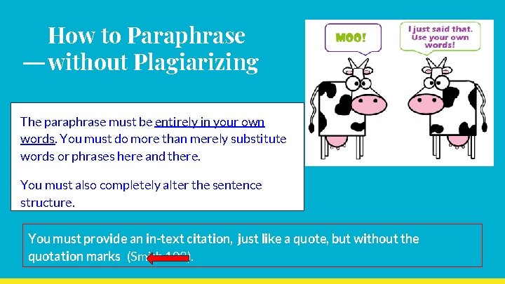 How to Paraphrase without Plagiarizing The paraphrase must be entirely in your own words.
