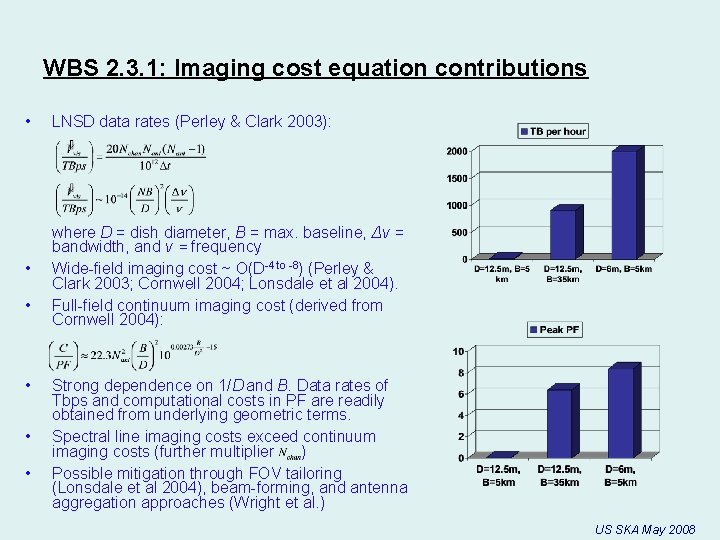 WBS 2. 3. 1: Imaging cost equation contributions • LNSD data rates (Perley &