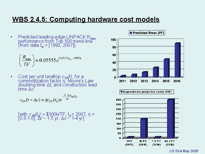 WBS 2. 4. 5: Computing hardware cost models • Predicted leading-edge LINPACK Rmax performance