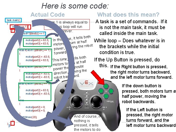 Here is some code: Actual Code What does this mean? task main() Since 1 Here is some code: Actual Code What does this mean? task main() Since 1