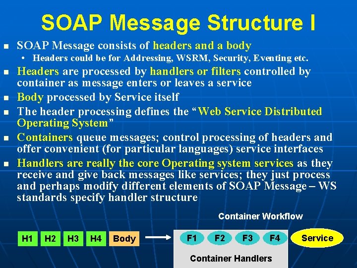 SOAP Message Structure I n SOAP Message consists of headers and a body •