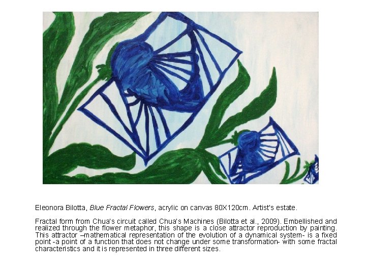 Eleonora Bilotta, Blue Fractal Flowers, acrylic on canvas 80 X 120 cm. Artist’s estate.