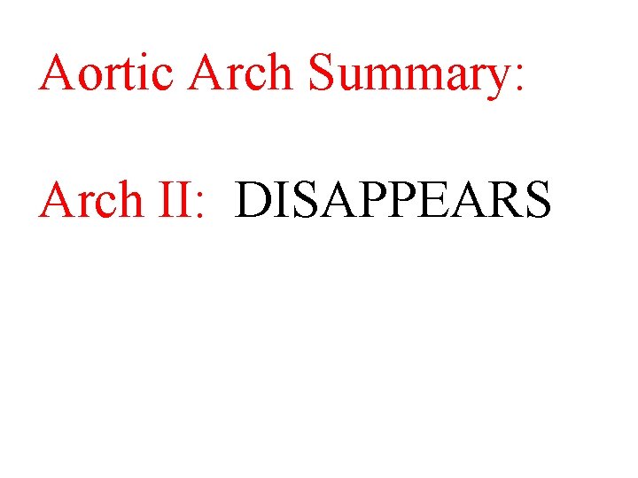 Aortic Arch Summary: Arch II: DISAPPEARS 