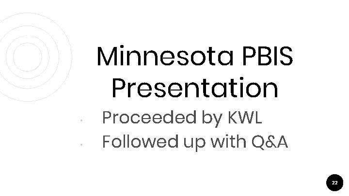 MN PBIS Presentation Minnesota PBIS Presentation • • Proceeded by KWL Followed up with