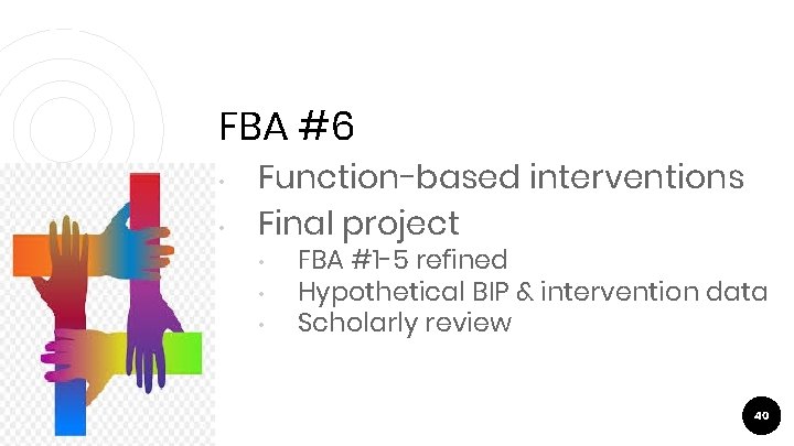 FBA #6 • • Function-based interventions Final project • • • FBA #1 -5