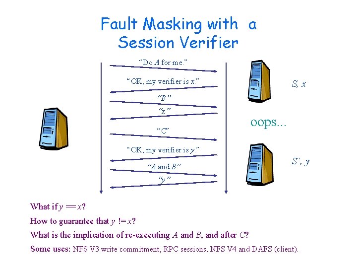 Fault Masking with a Session Verifier “Do A for me. ” “OK, my verifier