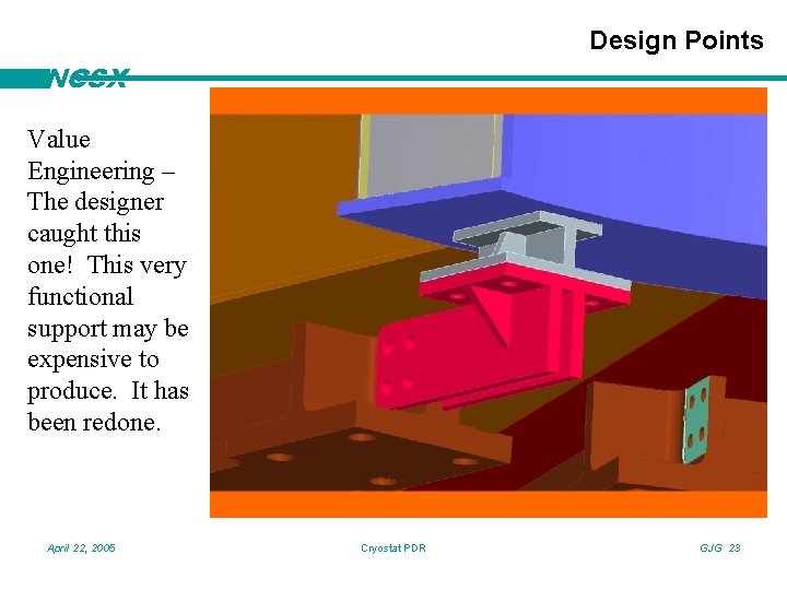 Design Points NCSX Value Engineering – The designer caught this one! This very functional