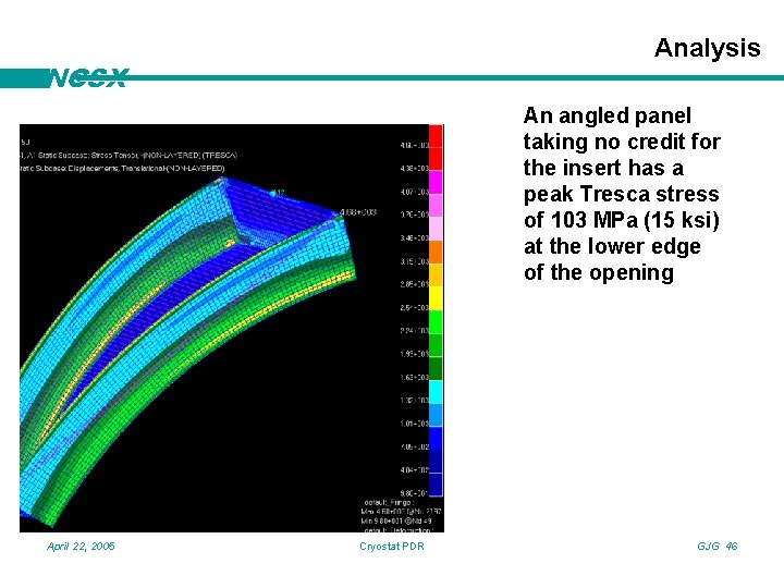 Analysis NCSX An angled panel taking no credit for the insert has a peak