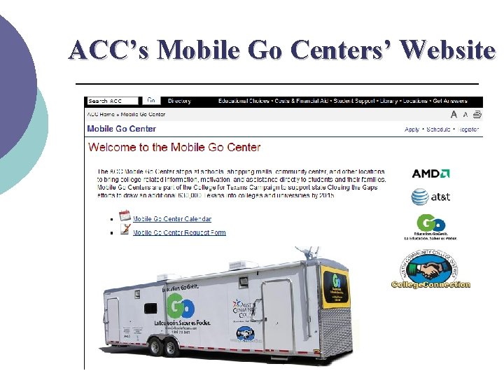 ACC’s Mobile Go Centers’ Website 