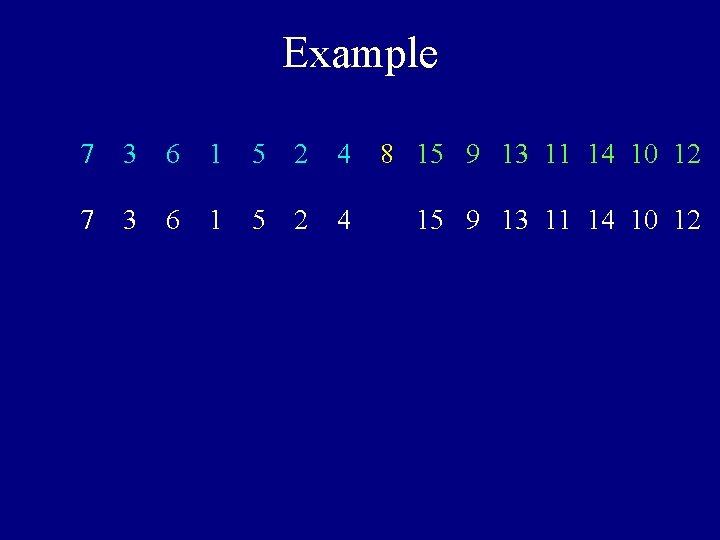 Example 7 3 6 1 5 2 4 8 15 9 13 11 14