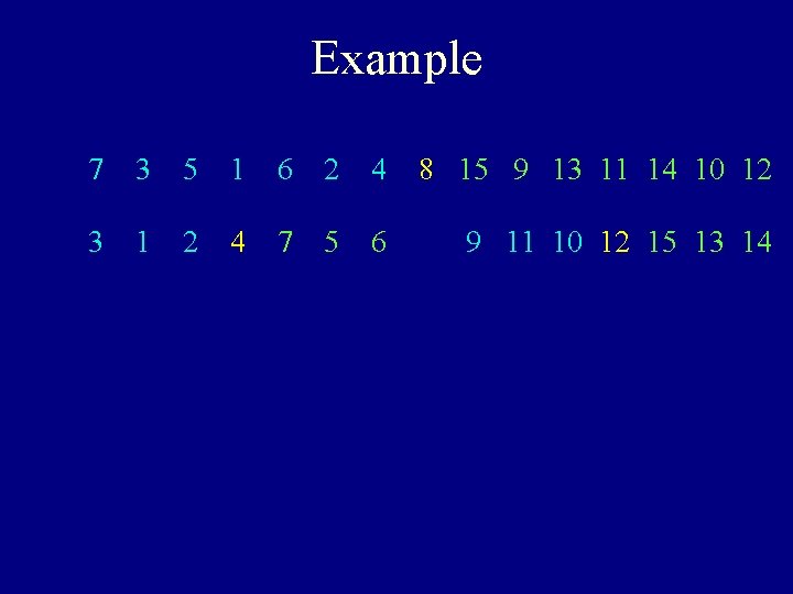 Example 7 3 5 1 6 2 4 8 15 9 13 11 14