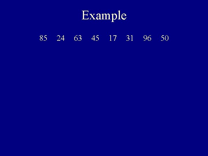 Example 85 24 63 45 17 31 96 50 