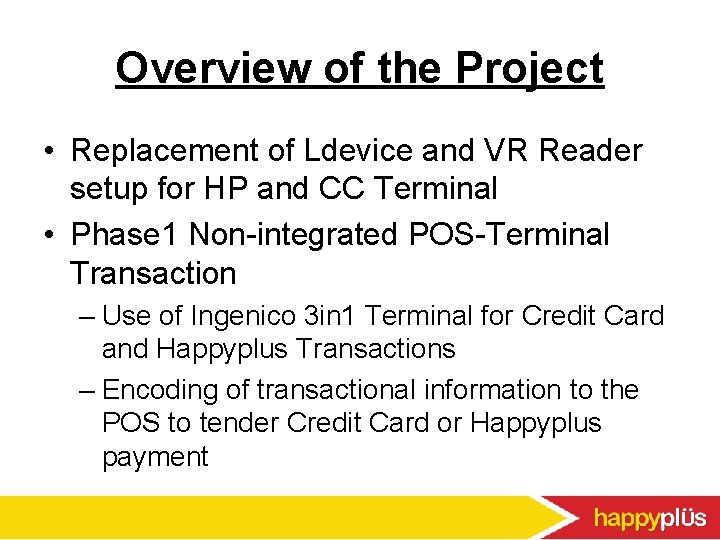 Overview of the Project • Replacement of Ldevice and VR Reader setup for HP