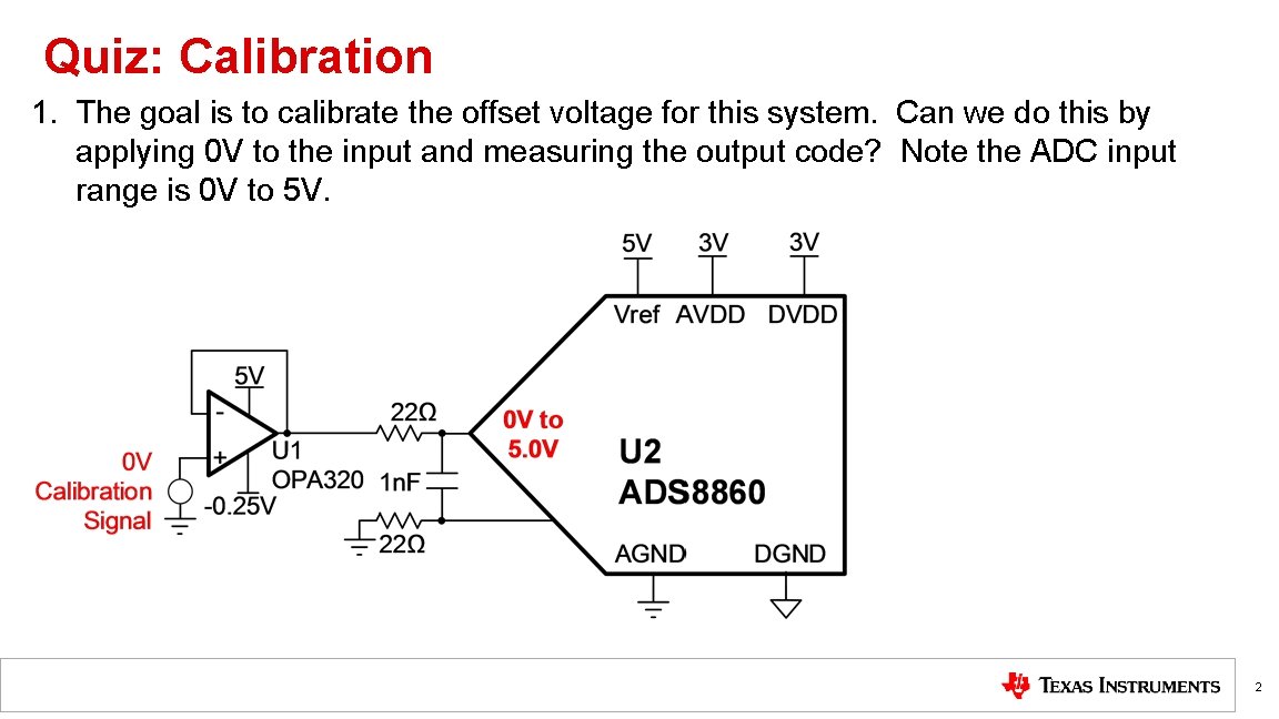Quiz: Calibration 1. The goal is to calibrate the offset voltage for this system.