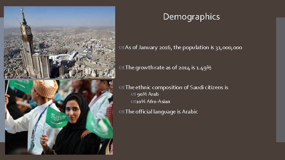 Demographics As of January 2016, the population is 31, 000 The growth rate as