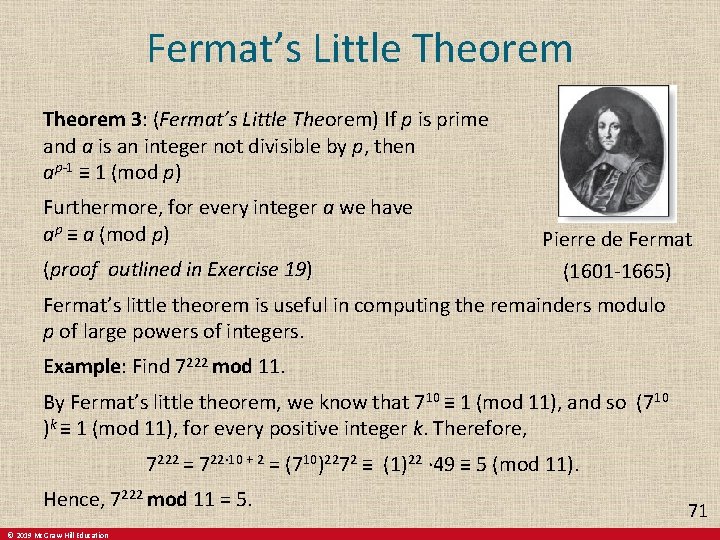 Fermat’s Little Theorem 3: (Fermat’s Little Theorem) If p is prime and a is Fermat’s Little Theorem 3: (Fermat’s Little Theorem) If p is prime and a is