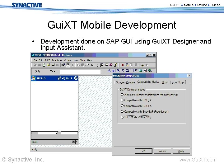 Gui. XT ● Mobile ● Offline ● Fuzion Gui. XT Mobile Development • Development