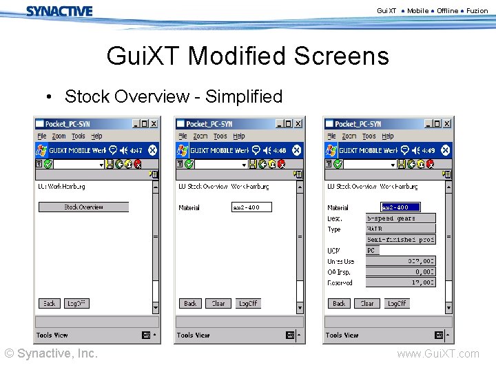 Gui. XT ● Mobile ● Offline ● Fuzion Gui. XT Modified Screens • Stock