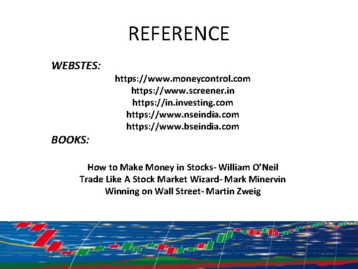 REFERENCE WEBSTES: BOOKS: https: //www. moneycontrol. com https: //www. screener. in https: //in. investing.