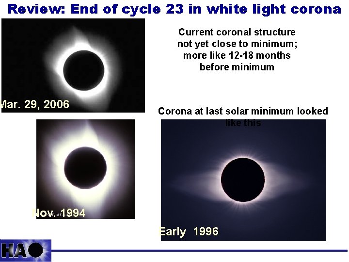 Review: End of cycle 23 in white light corona Current coronal structure not yet