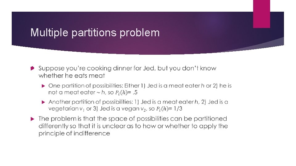 Multiple partitions problem 