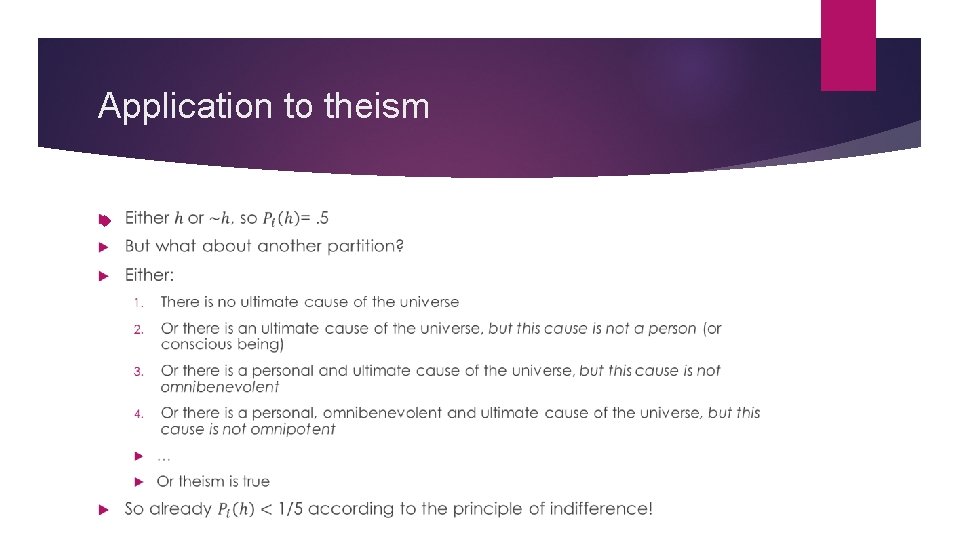 Application to theism 