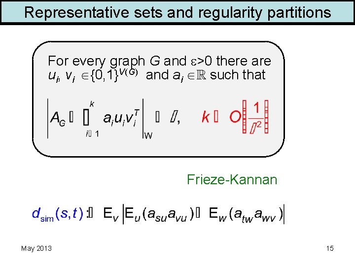 Representative sets and regularity partitions For every graph G and >0 there are ui,