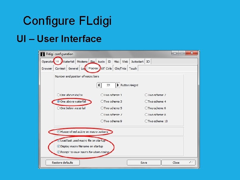 Configure FLdigi UI – User Interface 