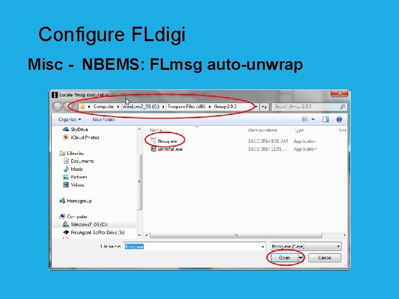 Configure FLdigi Misc - NBEMS: FLmsg auto-unwrap 