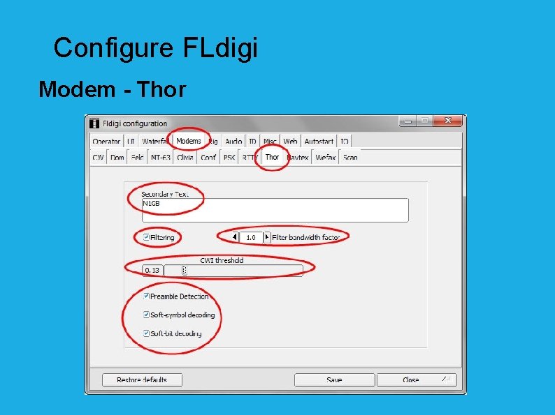 Configure FLdigi Modem - Thor 