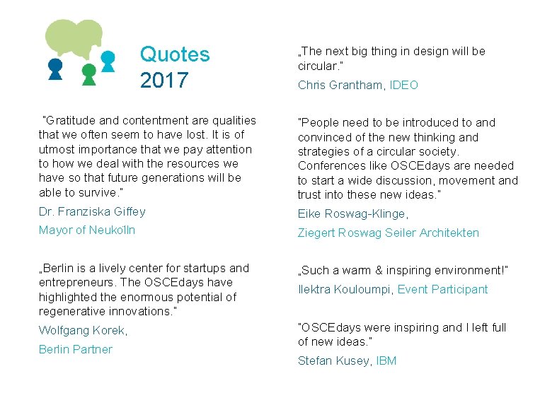 Quotes 2017 „The next big thing in design will be circular. ” Chris Grantham,