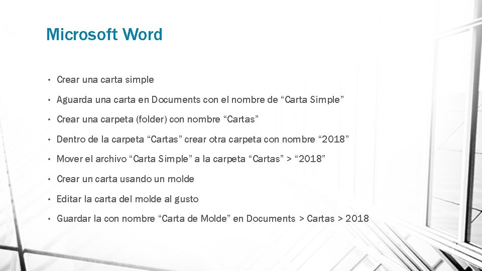 Microsoft Word • Crear una carta simple • Aguarda una carta en Documents con