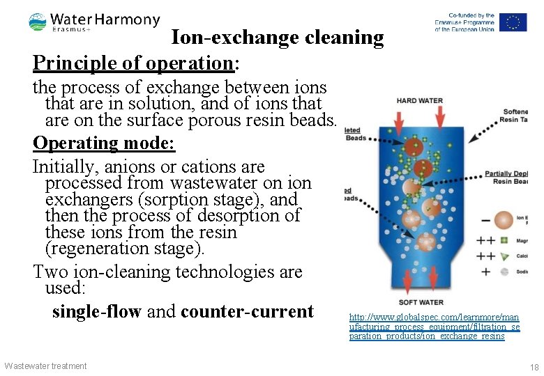 Ion-exchange cleaning Principle of operation: the process of exchange between ions that are in