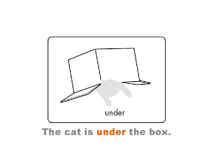 The cat is under the box. 