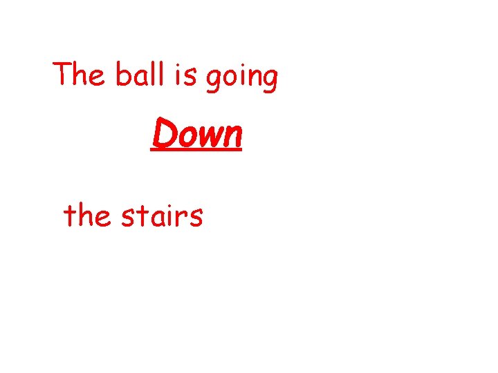 The ball is going Down the stairs 