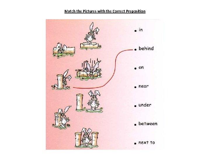 Match the Pictures with the Correct Preposition 